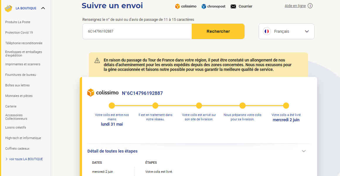 suivez vos colis en temps réel grâce à notre service de suivi colis. restez informé de l'état et de la localisation de vos envois à chaque étape de leur transit. ne perdez plus jamais de vue vos paquets !