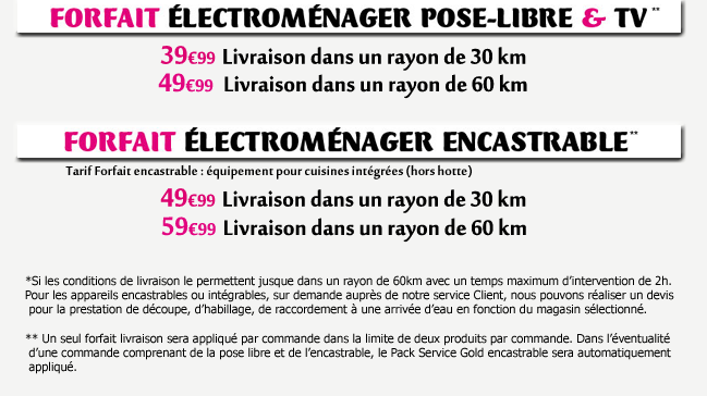 découvrez notre service de livraison rapide et sécurisée pour tous vos appareils électroménagers. profitez d'une installation professionnelle et d'un suivi personnalisé pour votre satisfaction.