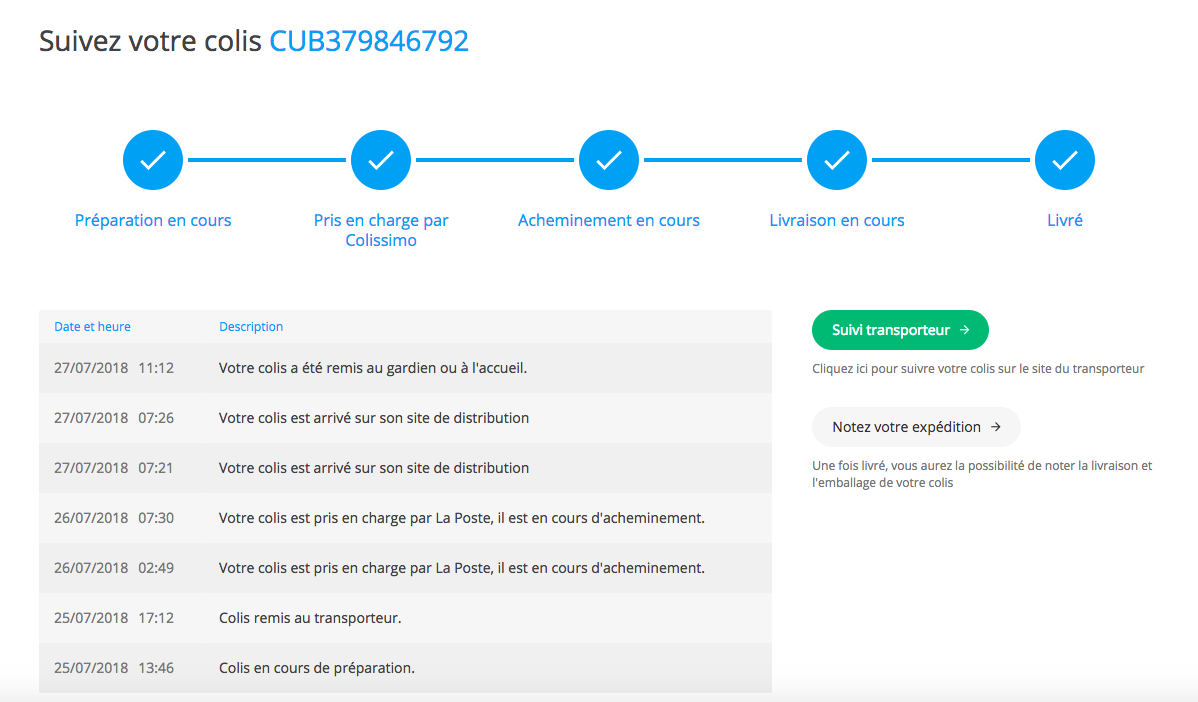 suivez facilement votre colis avec notre service de suivi en temps réel. obtenez des mises à jour précises sur l'acheminement de votre envoi avec votre transporteur, afin de ne rien manquer de sa progression.