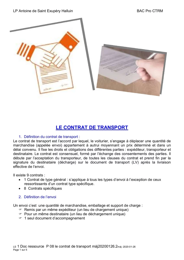 découvrez nos conseils et informations essentielles sur le contrat de transport. apprenez les droits et obligations des parties, les différents types de contrats et comment sécuriser vos transactions de manière efficace. que vous soyez expéditeur ou transporteur, renseignez-vous pour optimiser vos opérations logistiques.